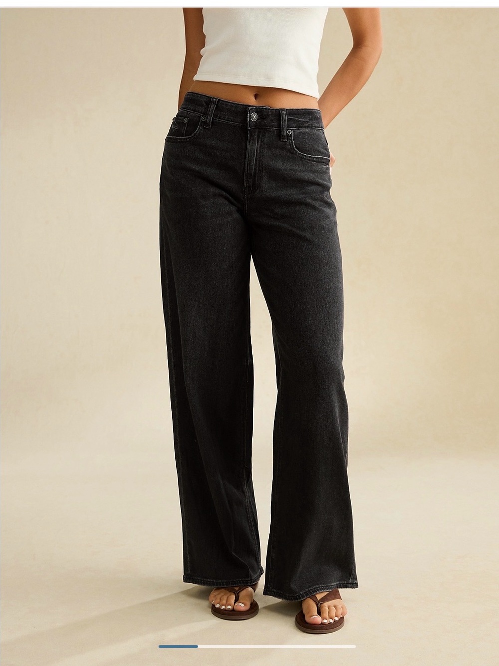 American Eagle Outfitters Black High-Rise Wide-Leg Jeans - Picture 2 of 7